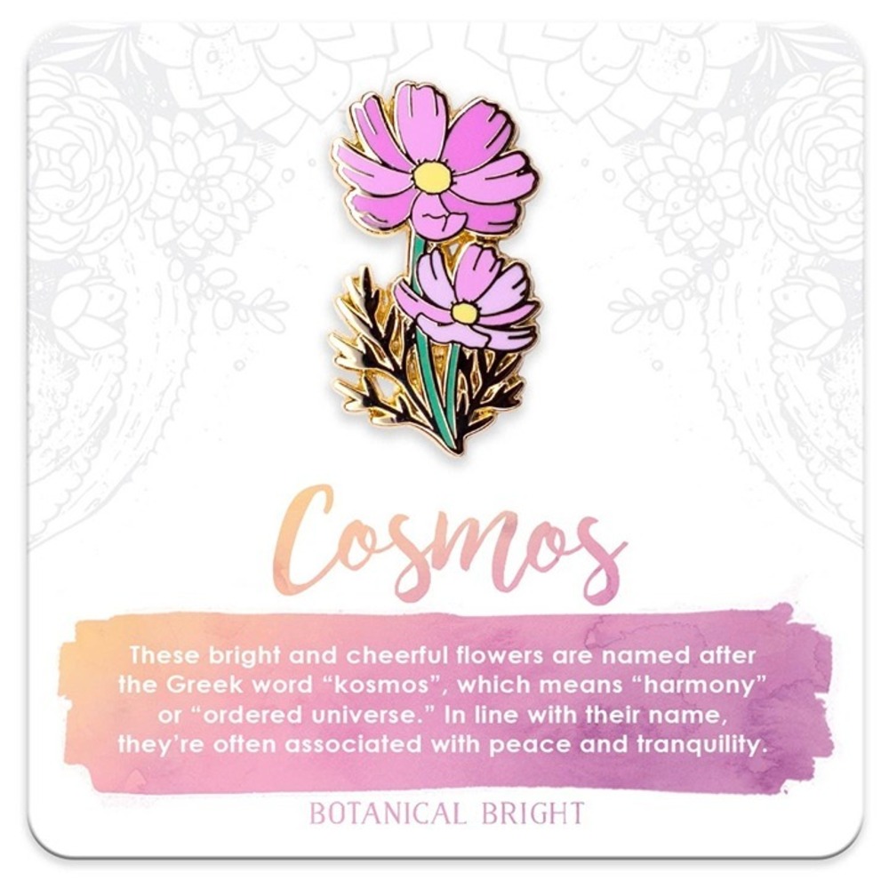 Cosmos Flower Enamel Pin - Gold Plated Brooch‎ - Nature & Floral Jewelry